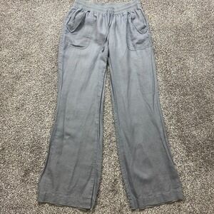 Kenar pants Womens  wide leg Linen Gray Lagenlook Pull On flowy‎ 29X31.5